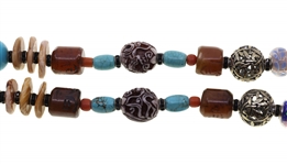 STERLING SILVER BEADED & SHELL FASHION NECKLACE