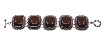 STERLING SILVER MAHOGANY OBSIDIAN TOGGLE BRACELET