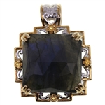 STERLING SILVER LABRADORITE & CUBIC ZIRCONIA PENDANT