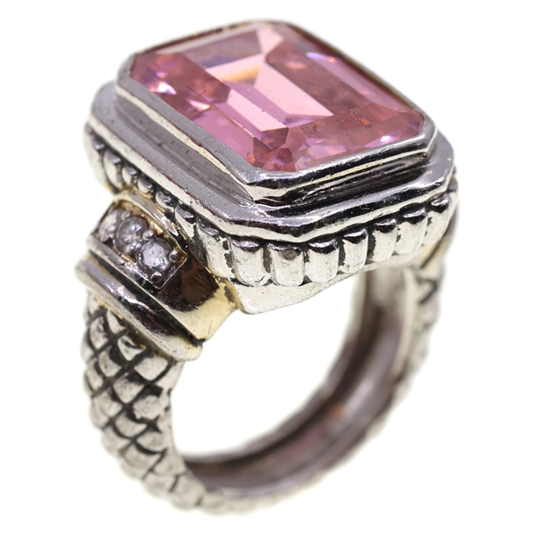 WOMENS STERLING SILVER QUARTZ FASHION RING