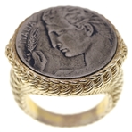 STERLING SILVER VERMEIL JUDITH RIPKA VERONA COIN RING