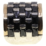 TWO-TONED STERLING SILVER ONYX FASHION RING