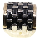 TWO-TONED STERLING SILVER ONYX FASHION RING