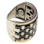 TWO-TONED STERLING SILVER ONYX FASHION RING