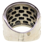 TWO-TONED STERLING SILVER ONYX FASHION RING