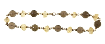 CITRINE & SMOKY QUARTZ STERLING SILVER VERMEIL NECKLACE