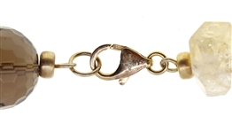 CITRINE & SMOKY QUARTZ STERLING SILVER VERMEIL NECKLACE
