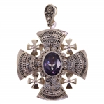 .935 SILVER FILIGREE MYSTIC TOPAZ CROSS PENDANT