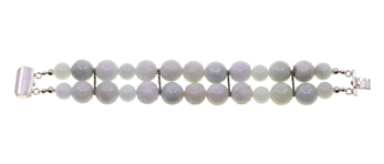 CARVED JADE BEADED STERLING SILVER NECKLACE & BRACELET