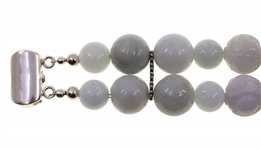 CARVED JADE BEADED STERLING SILVER NECKLACE & BRACELET