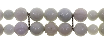 CARVED JADE BEADED STERLING SILVER NECKLACE & BRACELET