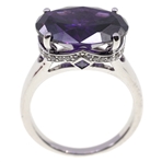 STERLING SILVER TOURMALINE & CUBIC ZIRCONIA RING