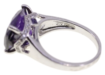 STERLING SILVER TOURMALINE & CUBIC ZIRCONIA RING