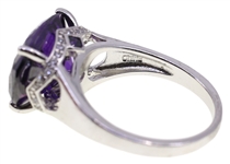 STERLING SILVER TOURMALINE & CUBIC ZIRCONIA RING