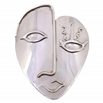 STERLING SILVER BESHARA ABSTRACT FACE BROOCH/PENDANT