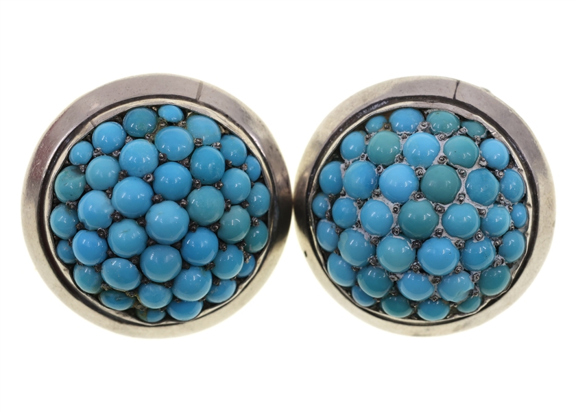 STERLING SILVER TURQUOISE CLIP-ON EARRINGS