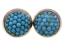 STERLING SILVER TURQUOISE CLIP-ON EARRINGS