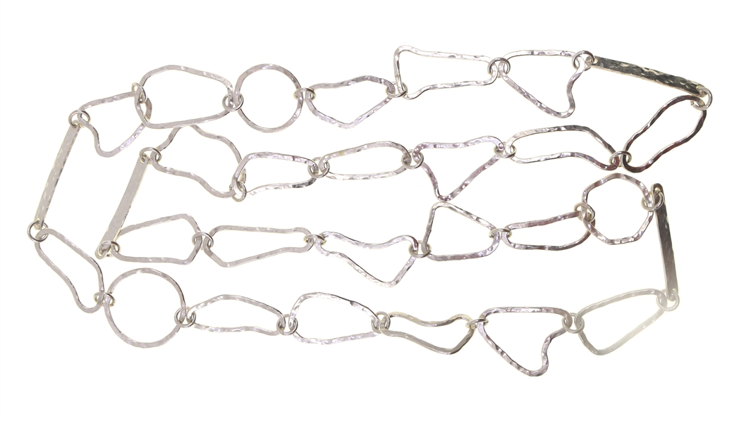 STERLING SILVER ABSTRACT HAMMER-FINISH CHAIN NECKLACE