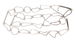 STERLING SILVER ABSTRACT HAMMER-FINISH CHAIN NECKLACE