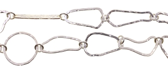 STERLING SILVER ABSTRACT HAMMER-FINISH CHAIN NECKLACE