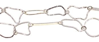 STERLING SILVER ABSTRACT HAMMER-FINISH CHAIN NECKLACE