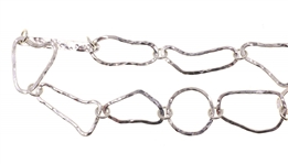 STERLING SILVER ABSTRACT HAMMER-FINISH CHAIN NECKLACE