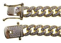 STERLING SILVER VERMEIL MICRO-PAVE CUBAN LINK BRACELET