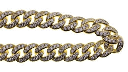 STERLING SILVER VERMEIL MICRO-PAVE CUBAN LINK BRACELET