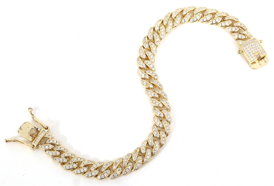 STERLING SILVER VERMEIL MICRO-PAVE CUBAN LINK BRACELET