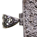 STERLING SILVER RECTANGULAR PENDANT WITH PURPLE GLASS