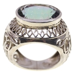 STERLING SILVER RAINBOW SPINEL OPEN-WORK FASHION RING