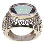 STERLING SILVER RAINBOW SPINEL OPEN-WORK FASHION RING