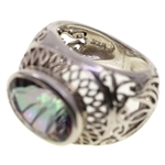 STERLING SILVER RAINBOW SPINEL OPEN-WORK FASHION RING
