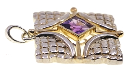 STERLING SILVER TWO-TONE AMETHYST PENDANT