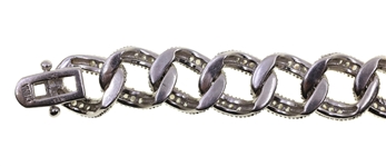 STERLING SILVER MICRO-PAVE CZ CUBAN LINK BRACELET