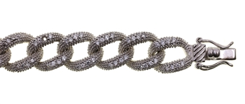 STERLING SILVER MICRO-PAVE CZ CUBAN LINK BRACELET