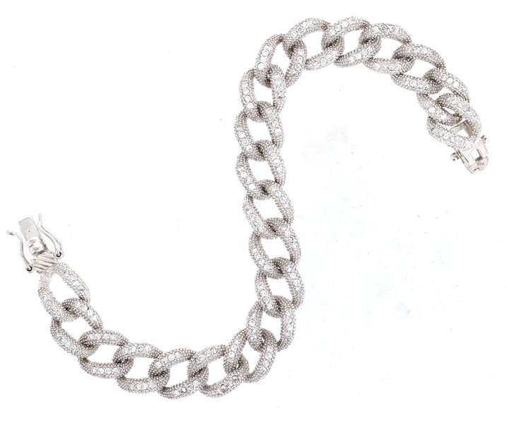 STERLING SILVER MICRO-PAVE CZ CUBAN LINK BRACELET