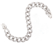STERLING SILVER MICRO-PAVE CZ CUBAN LINK BRACELET