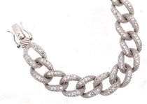 STERLING SILVER MICRO-PAVE CZ CUBAN LINK BRACELET