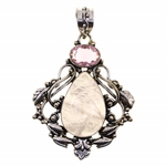STERLING SILVER ROSE QUARTZ & PINK CZ PENDANT