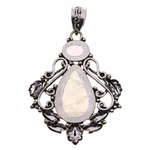 STERLING SILVER ROSE QUARTZ & PINK CZ PENDANT