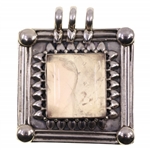 STERLING SILVER ROSE QUARTZ SQUARE PENDANT 
