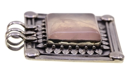 STERLING SILVER ROSE QUARTZ SQUARE PENDANT 