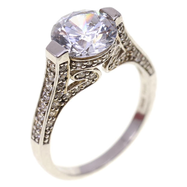 STERLING SILVER DANIEL K. MICRO-PAVE CZ ENGAGEMENT RING