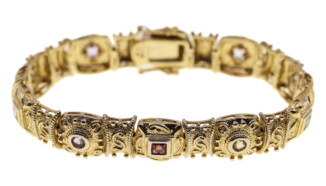STERLING SILVER VERMEIL SEMI-PRECIOUS STONE BRACELET