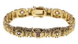 STERLING SILVER VERMEIL SEMI-PRECIOUS STONE BRACELET
