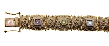STERLING SILVER VERMEIL SEMI-PRECIOUS STONE BRACELET