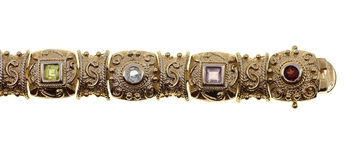 STERLING SILVER VERMEIL SEMI-PRECIOUS STONE BRACELET