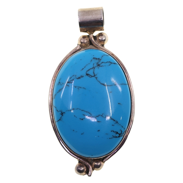 STERLING SILVER TAXCO TURQUOISE PENDANT