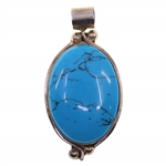 STERLING SILVER TAXCO TURQUOISE PENDANT